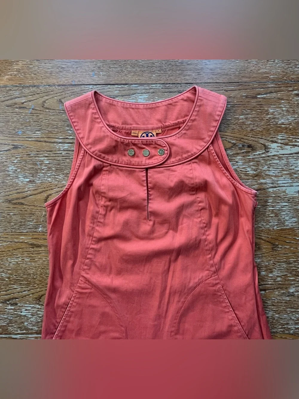 Vintage Tory Burch coral orange sleeveless sheath dress size 6